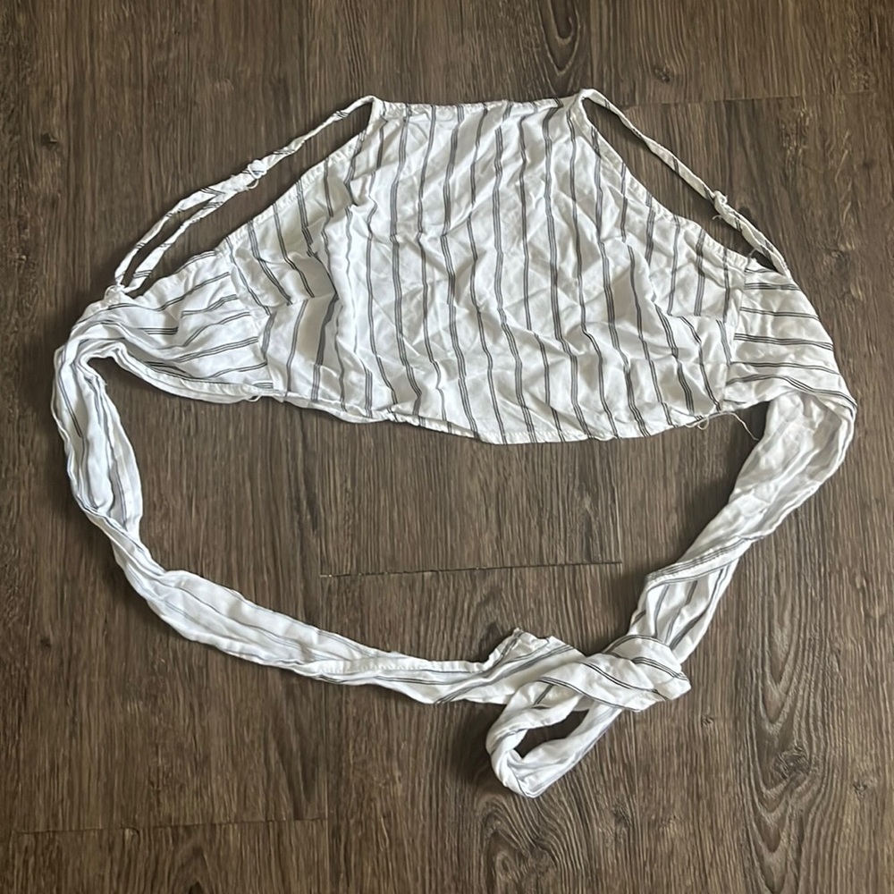 Stripped Wrap-Around Crop Top